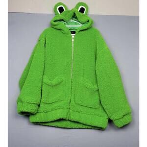 dELiA*s Bright Green Teddy Zip-Up Hoodie with Frog Ears